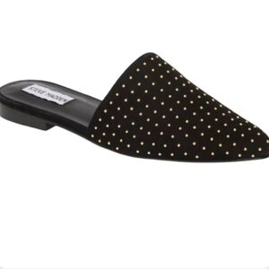 Steve Madden TRACE Studded Black Mules Size 8.5M | Pointed Toe Flats